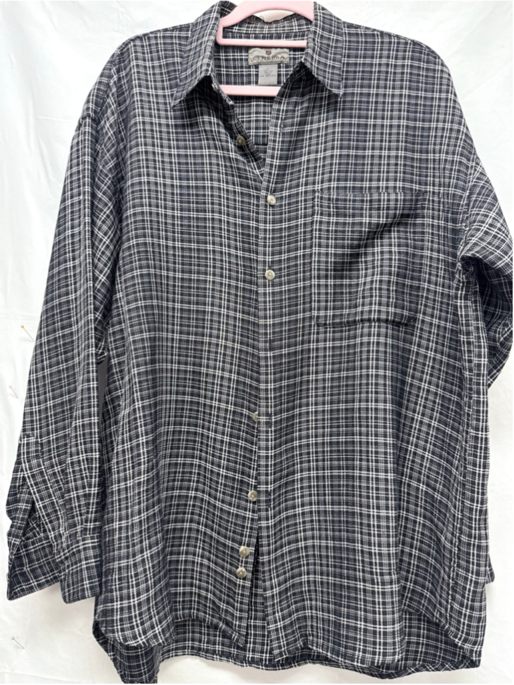 Vintage Men's Generra Black & White Plaid Button Shirt L